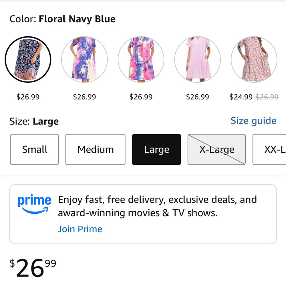 Amazon Women’s XL Multi Blue Floral V-Neck SS Button Up House Midi Dress NWOT - Picture 10 of 16